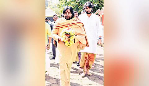 AP Dy CM Pawan Kalyan on a tour of South Indian temples.