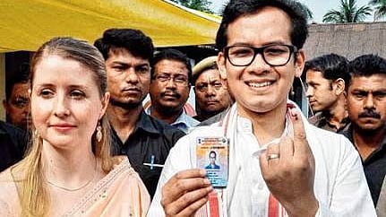 Congress MP Gaurav Gogoi with wife Elizabeth Gogoi 