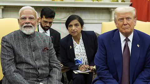 President Donald Trump meets with Prime Minister Narendra Modi in the Oval Office of the White House, Thursday, Feb. 13, 2025, in Washington