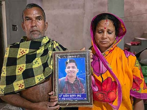 Parents of  the deceased Lalit Kumar Sahu’s father Belarsan Sahu