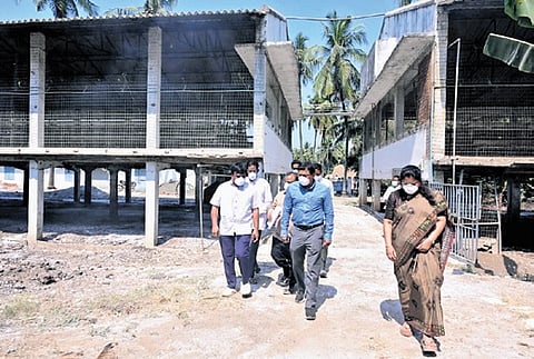 Animal husbandry officials visiting poultry farms in tanuku area.