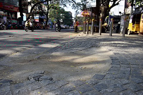 Tiles on DB Road in Coimbatore damaged, CCMC blames pipeline work