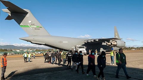 Thousands of illegal immigrants were sent back on military planes by the US