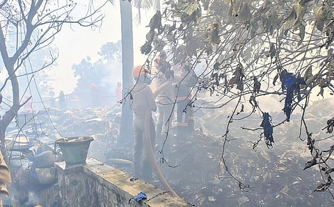 Firefighters in action at the dumping area 