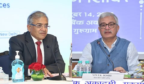 Chief Election Commissioner Gyanesh Kumar (L), Election Commissioner Vivek Joshi