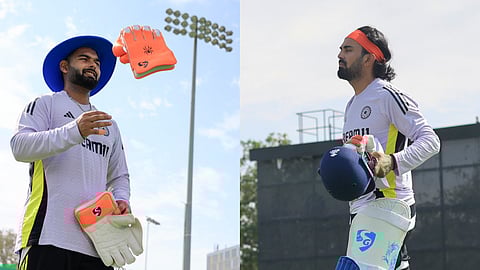 Rishabh Pant and KL Rahul during practice
