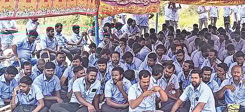 The protesting workers said their access cards have been blocked