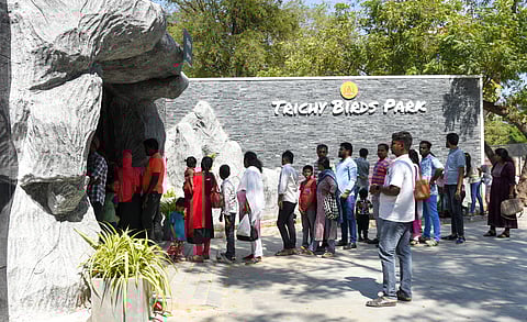 Visitors at the Birds Park entrance in Tiruchy