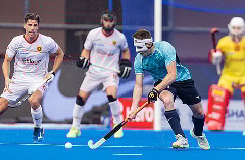 Sam Ward's (right) strike against Spain in the FIH Pro League on Tuesday was his 138th goal for England or Great Britain