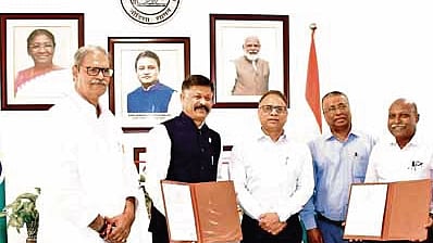 Deputy chief minister KV Singh Deo and dignitaries present during the MoU signing ceremony.