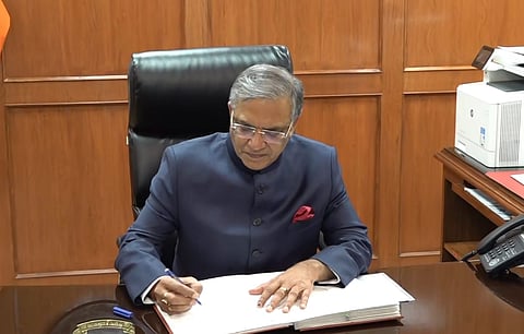 Gyanesh Kumar takes charge as Chief Election Commissioner at his office in Nirvachan Sadan, in New Delhi, Wednesday, Feb. 19, 2025.