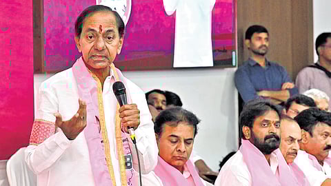 BRS partys executive meeting at Telangana Bhavan under the chairmanship of BRS chief K Chandrasekhar Rao