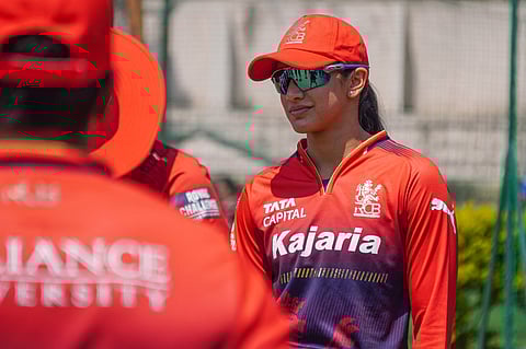 RCB captain Smriti Mandhana during the practice.