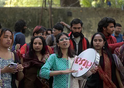Members of various organisations along with the suspended students of Jamia Millia IslamiaMembers of various organisations along with the suspended students of Jamia Millia Islamia University stage a protest against the Proctor and Vice Chancellor, at Jantar Mantar in New Delhi, Wednesday, Feb. 19, 2025. 