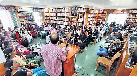 Safdar Hashmi Library members during their Kerala Piravi celebration.