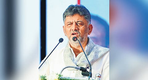 Deputy Chief Minister DK Shivakumar speaks at an event in Bengaluru on Thursday