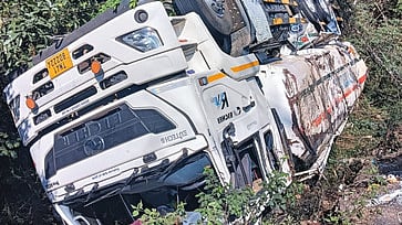 A tanker truck carrying 20,000 litres of diesel from Mysore in Karnataka, to Coimbatore, overturned near Hasanur 