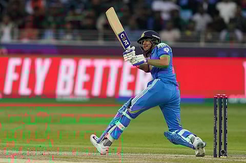 Shubman Gill plays a shot against Bangladesh in Dubai on Thursday