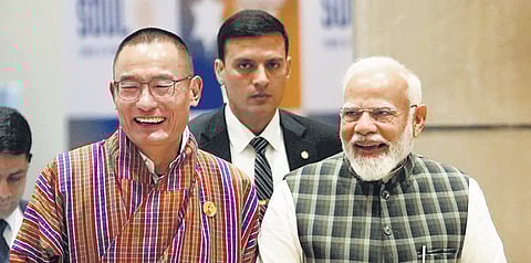 PM Modi with Bhutan counterpart Tshering Tobgay at SOUL Leadership conclave. 