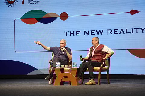 Hollywood screenwriter and producer Chris Keyser in conversation with Bollywood Screenwriter and mentor Anjum Rajabali at the inaugural session of the 7th Indian Screenwriters Conference (ISC) on February 14.