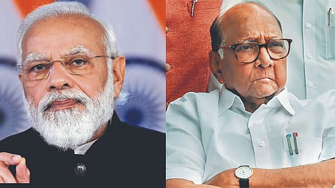 Prime Minister Narendra Modi (L), NCP (SP) chief Sharad Pawar