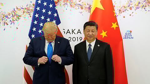 In this photo from June 29, 2019, US President Donald Trump and China's President Xi Jinping pose for a photo ahead of their bilateral meeting during the G20 leaders' summit in Osaka, Japan.