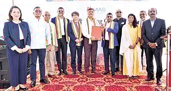 Officials present at the ground-breaking ceremony in Bhuinpur in Khurda