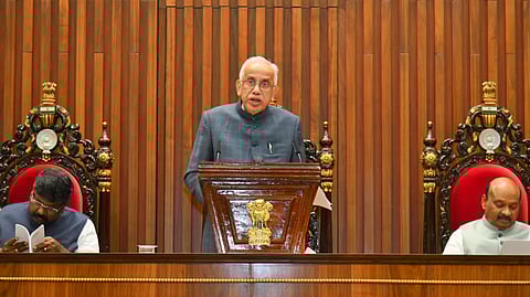 Governor S Abdul Nazeer during the budget session at Velagapudi on Monday.