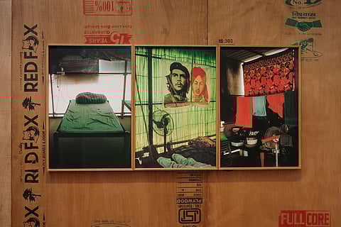 The photo is from the series 'The Village on the Highway', 2021, by Gauri Gill