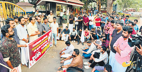 DYFI protest march towards NITC campus in Kozhikode on Wednesday