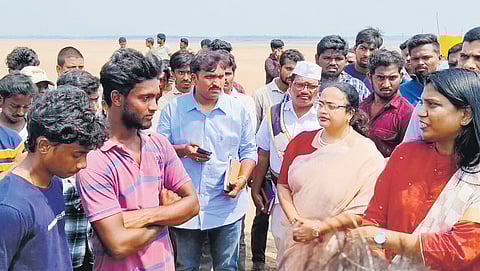 East Godavari district officials console the families of drowning victims