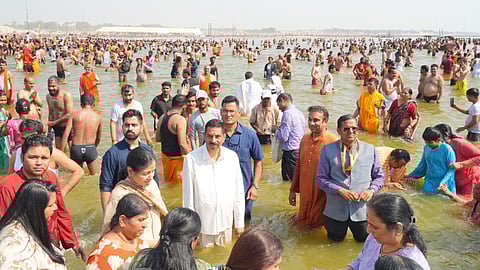 The Governor at the Maha Kumbh Mela on Tuesday.