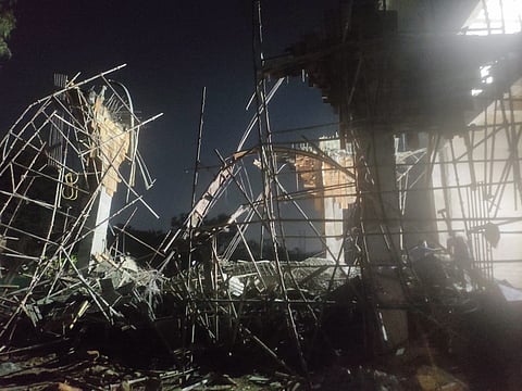 The under-construction new administration building at the University of Hyderabad has collapsed.