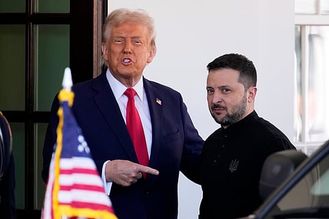 US President Donald Trump and Ukraine's President Volodymyr Zelensky meet in the Oval Office of the White House in Washington, DC, February 28, 2025. 