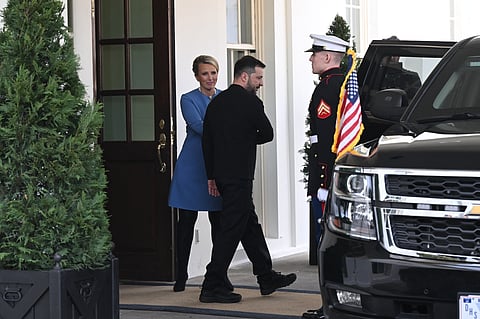 Ukraine's President Volodymyr Zelensky leaves the White House after meeting with US President Donald Trump, in Washington, DC, February 28, 2025.