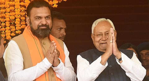 Bihar Chief Minister Nitish Kumar along with Deputy CM Samrat Choudhary