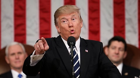 President Donald Trump addresses a joint session of Congress on Capitol Hill in Washington, Feb. 28, 2017. 