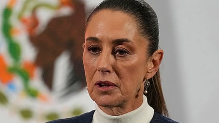 Mexican President Claudia Sheinbaum gives her daily morning press conference at the National Palace in Mexico City, Monday, Feb. 3, 2025. 