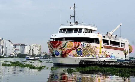 KSINC's Nefertiti docked at Bolgatty in Kochi.  