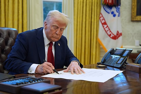 Canada Prime Minister Mark Carney (L) and US President Donald Trump