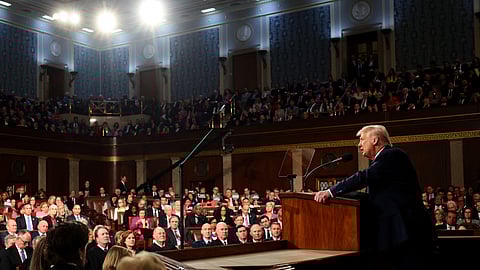 US President Donald Trump speaks during an address to a joint session of Congress at the US Capitol in Washington, DC, on March 4, 2025.