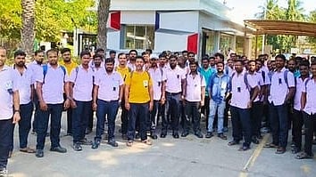 Samsung India Workers' Union and CITU staged protest at Kancheepuram, near Chennai.