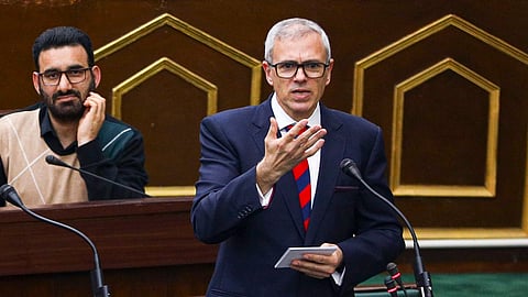 Jammu and Kashmir Chief Minister Omar Abdullah speaks during the Budget session of the J&K Assembly, in Jammu, Thursday, March 6, 2025. 