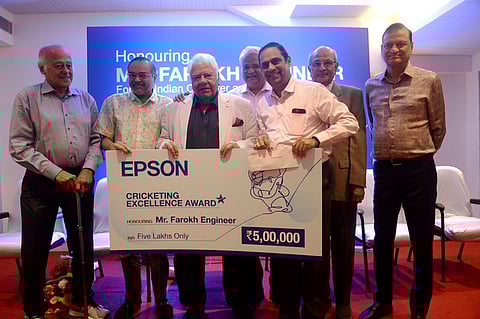 Farokh Engineer (centre) during a function in Chennai on Friday