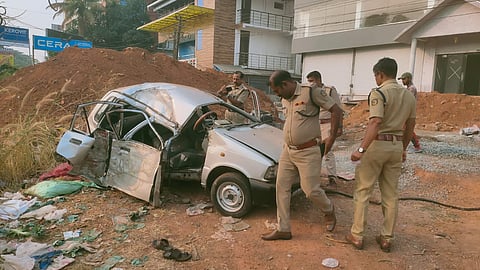 The car hit a tree at Koratty, Thrissur.