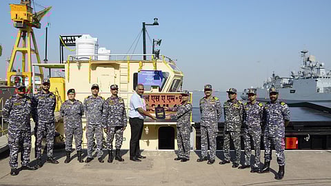 Induction ceremony of the eighth MCA Barge, LSAM 11 (Yard 79) was held on March 7, 2025, at Naval Dockyard, Mumbai. 