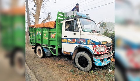 The beef-laden truck on way to West Bengal seized by police 
