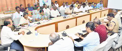 Tirunelveli District Collector R Sukumar conducted a meeting with various officials on rain preparedness in the district on Tuesday