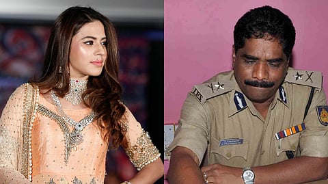 A collage of actor Ranya Rao (L), recently arrested in a gold smuggling case, and her stepfather, DGP-rank officer K Ramachandra Rao (R).