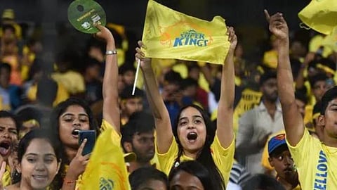 CSK fans during an IPL match at MA Chidambaram Stadium.